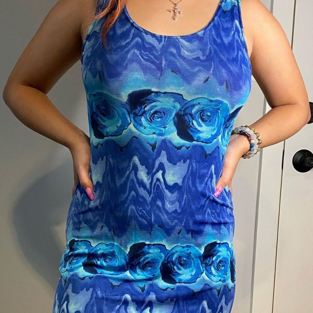 Blue Vintage Flower Dress